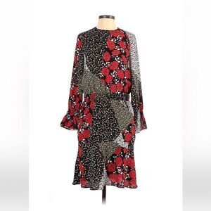 Libby Edelman Anthro above knee patchwork floral long flutter sleeve dress Sz XS